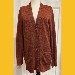 Mudd Button Front Cardigan Sweater, Rust, Juniors Size Large